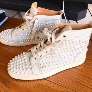 Christian Louboutin Cream leather studded sneakers